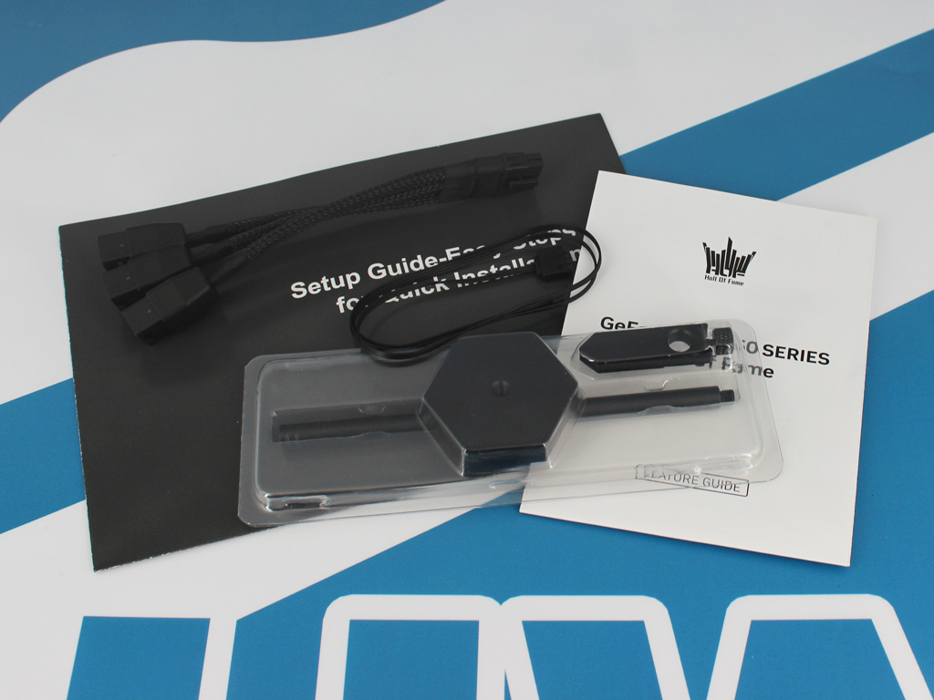 Der Lieferumfang der KFA2 RTX 5070 Ti HOF Gaming Black Edition im Überblick.