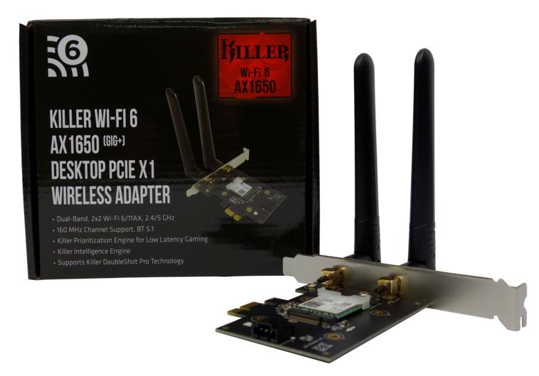 Killer AX1650 PCIe-Karte mit WiFI6 Unterstützung
